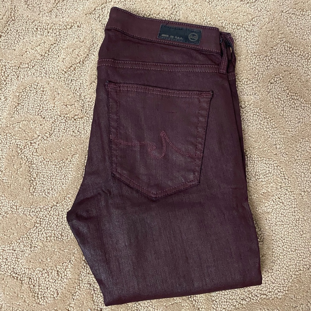 AG Coated Burgundy Absolute Legging Skinny Jean
